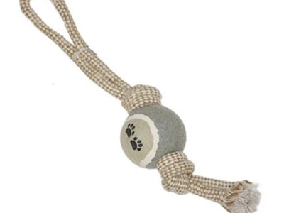 Играчка за куче въже 34 см с тенис топка