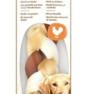 DELIGHTS CHEWY BRAID ОТ 8IN1 Е ДЪВЧАЩА ПЛИТКА, НАПРАВЕНА ОТ ТЕЛЕШКА КОЖА И БОГАТА НА ПИЛЕШКО МЕСО.M/L