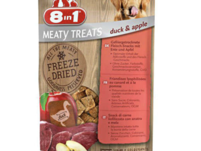 8IN1 MEATY FREATS - ЗАМРАЗЕНО БЕЗЗЪРНЕНО ДОПЪЛВАЩО ЛАКОМСТВО ЗА КУЧЕТА С ПАТЕШКО МЕСО И ЯБЪЛКИ