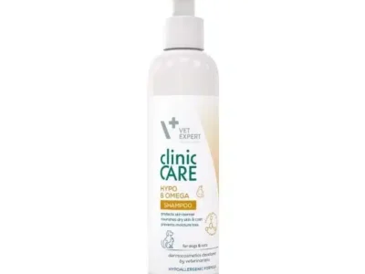 Vet Expert Clinic Care Hypo & Omega Shampoo Shampoo 250ml - Дермокозметичен, омекотяващ шампоан, който е съобразен със специалните нужди на животни със суха и чувствителна кожа, склонна към лющене