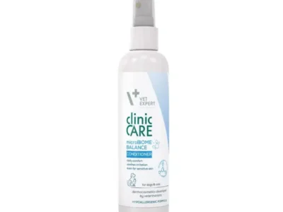 Vet Expert Clinic Care microBiome Balance Conditioner 150 ml - Пребиотичен спрей балсам без отмиване за грижа за животни с отслабена козина и чувствителна кожа, склонна към раздразнения