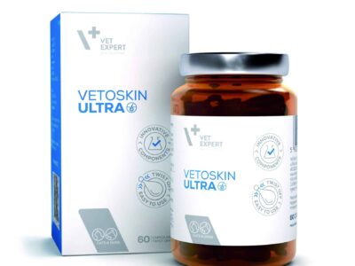 Vet Expert Vetoskin Ultra - иновативна подпомагаща грижа за атопична и свръх чувствителна кожа при кучета и котки, 60 twist-off caps.
